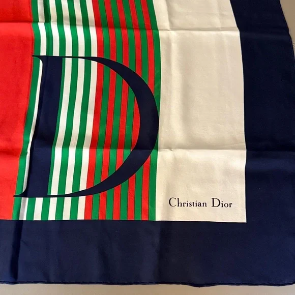 Christian Dior Vintage 70’s Silk Scarf with CD Monogram.